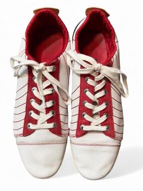 Energie Leather Low Top Sneakers Men’s Size 11 White Red Retro Streetwear Skater